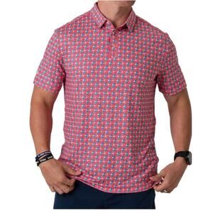 Burlebo Men's Performance Short Sleeve Polo Golf Shirt American Flag Size Small